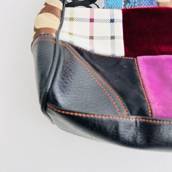 Beautiful Mixed Textile Crossgrain Patchwork Shoulder Bag Purse - Picture 6 of 7